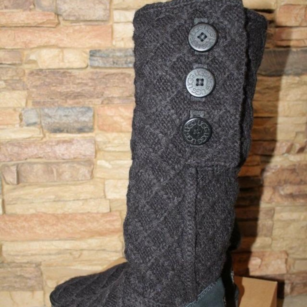 UGG Women's Lattice Cardy Sweater Suede Boot 11 - Picture 4 of 6